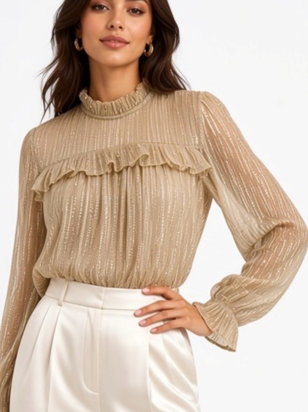 Anthropologie eri+ali gold shimmer blouse szS